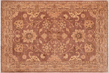 handmade Transitional Lahore Brown Tan Hand Knotted RECTANGLE 100% WOOL area rug 6 x 9